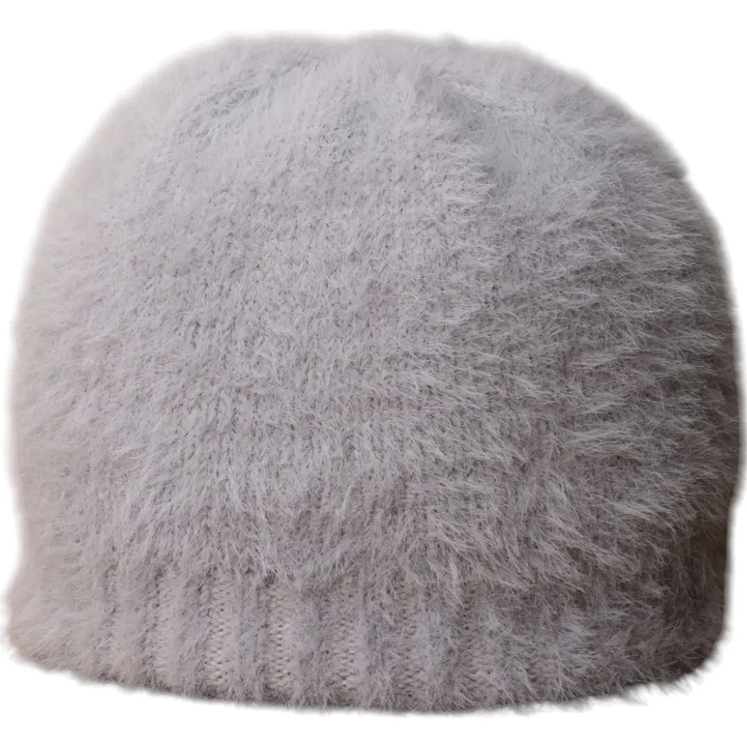 Fluffy Grey Beanie Hat