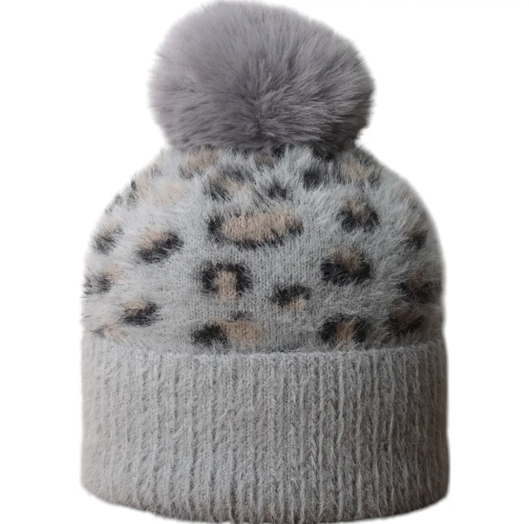 Leopard Print Grey Hat
