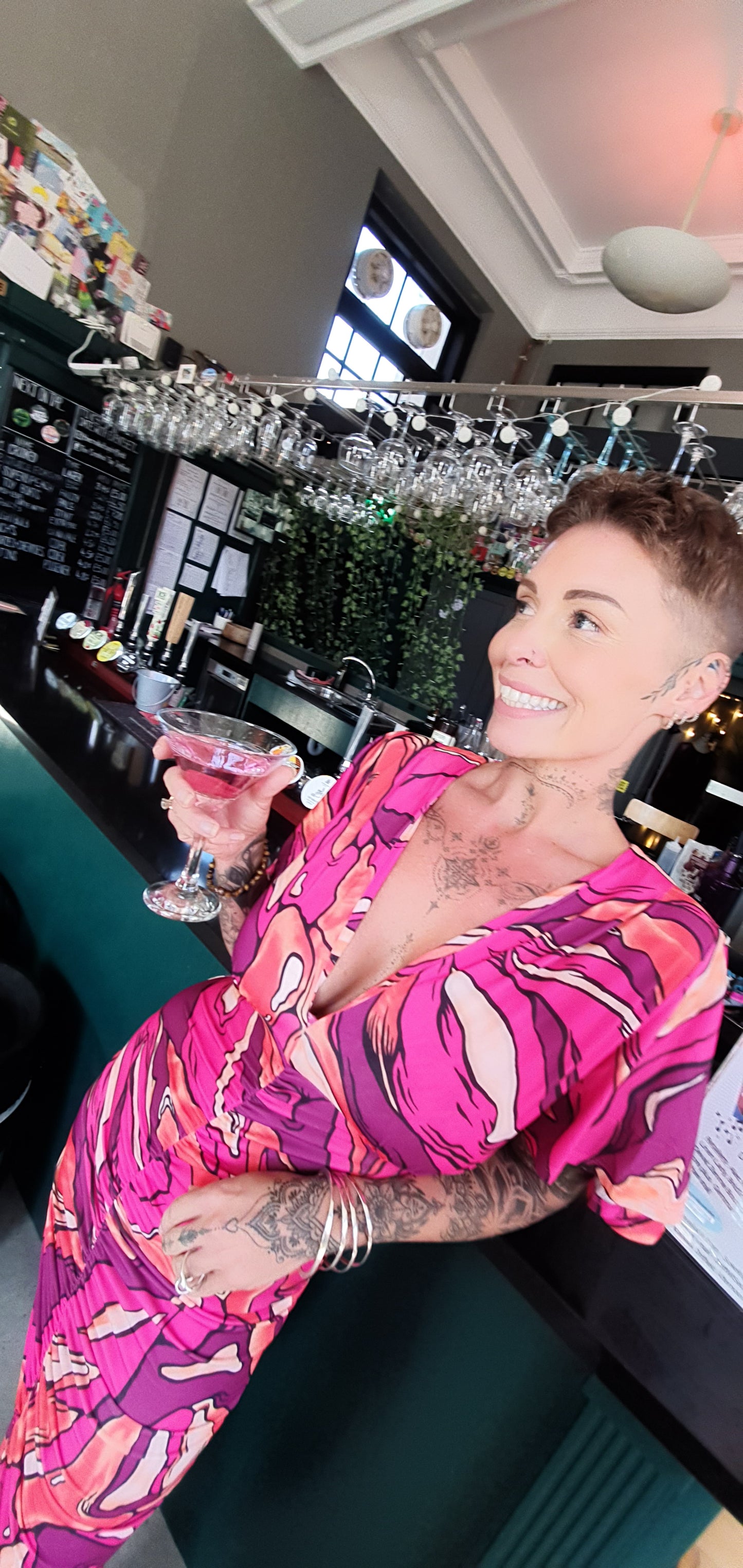 Fuscia Angel Sleeve Dress