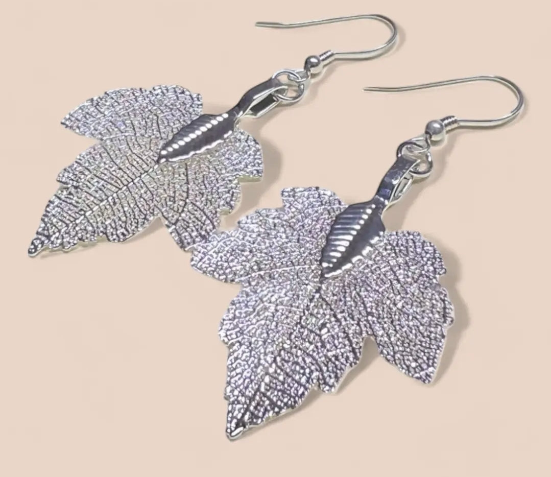 Oak Leaf Silver Earrings