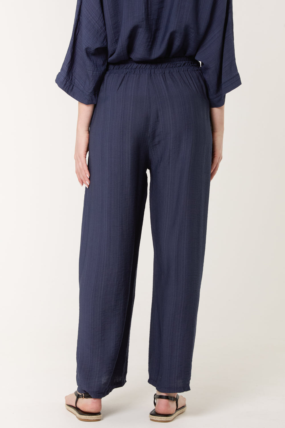 Navy Wide Leg Trousers