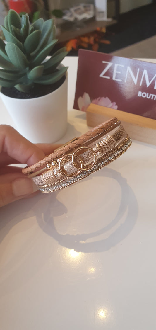 Ring Magnetic Wrap Bracelet in tan