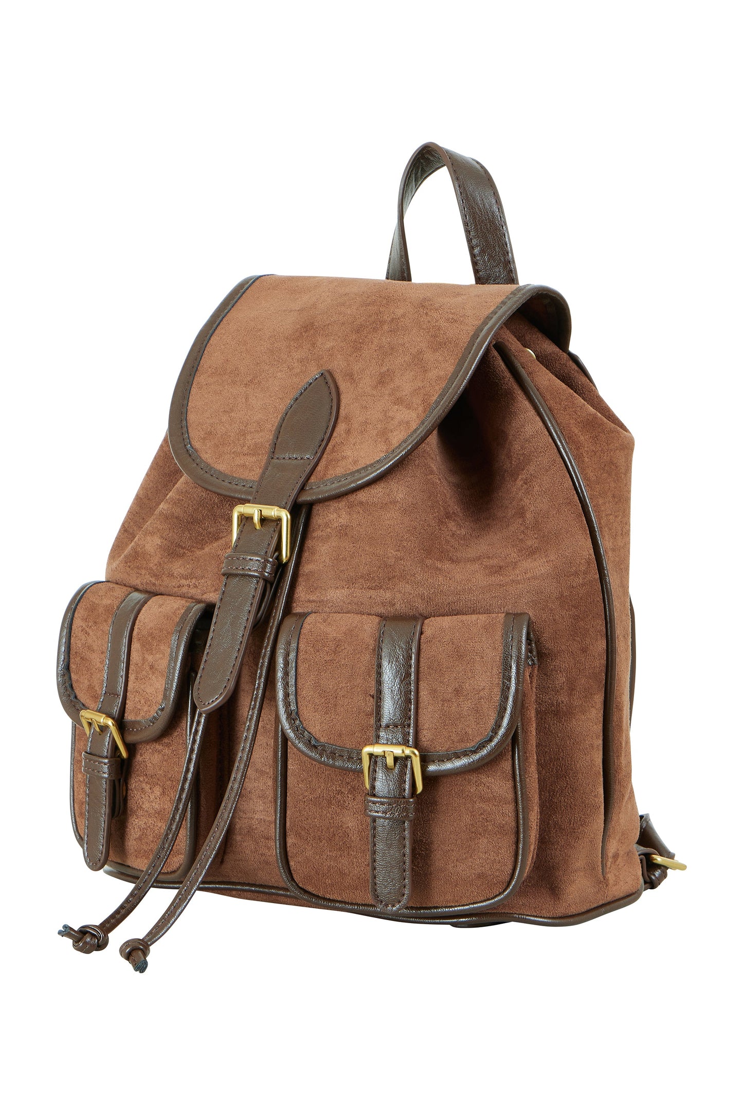 Yumi Tan Faux Suede Pocket Rucksack