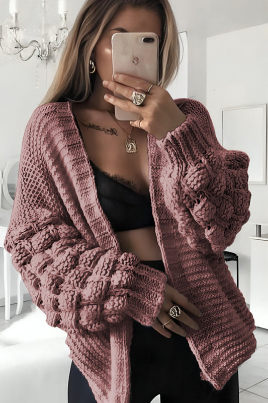 Bubble Sleeves Stylish Knitted Cardigan
