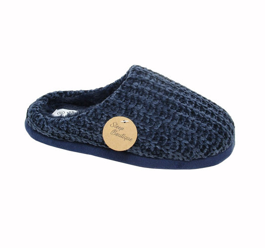 Knitted Mule Slipper in Navy