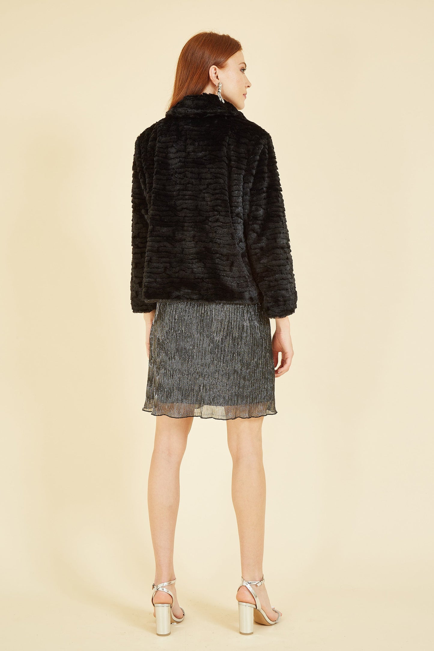 Yumi Black Faux Fur Short Jacket