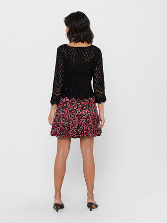 JDY Crochet Pullover Knit Jumper in Black BACK SOON