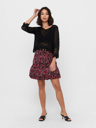 JDY Crochet Pullover Knit Jumper in Black BACK SOON