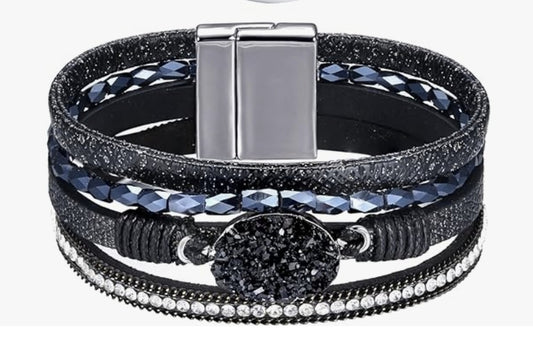 Gemstone black magnetic bracelet