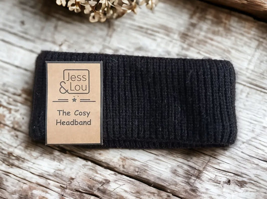 Cosy black knit headband warmer