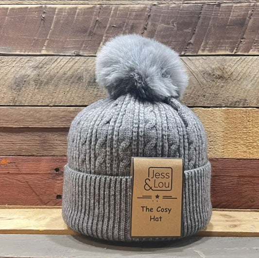 Cosy Bobble Hat Charcoal Grey