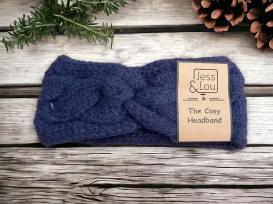 Navy Cable Knit Cosy Headband