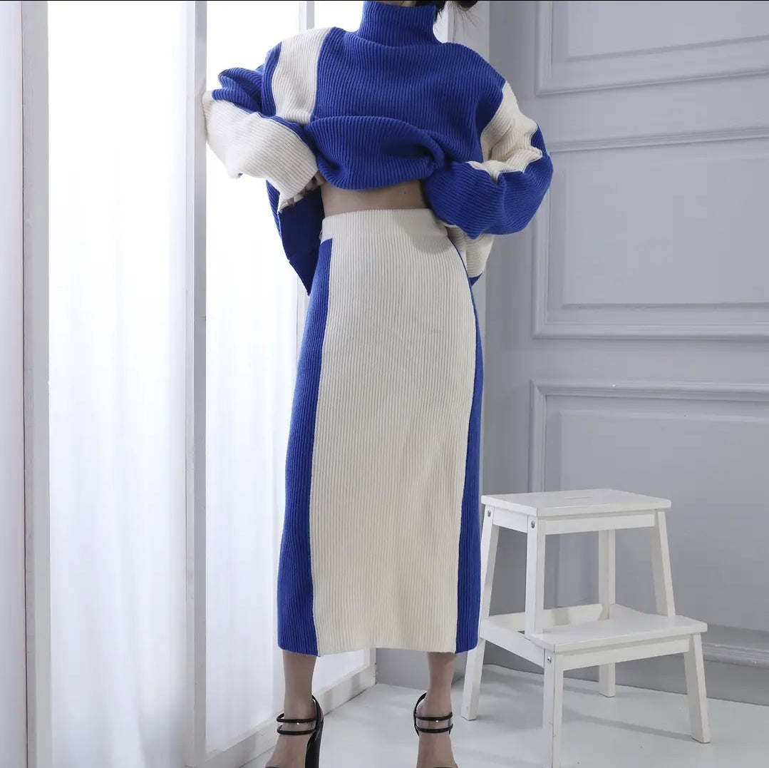 Luxury Maria Co ord knitted skirt & top 50% cashmere