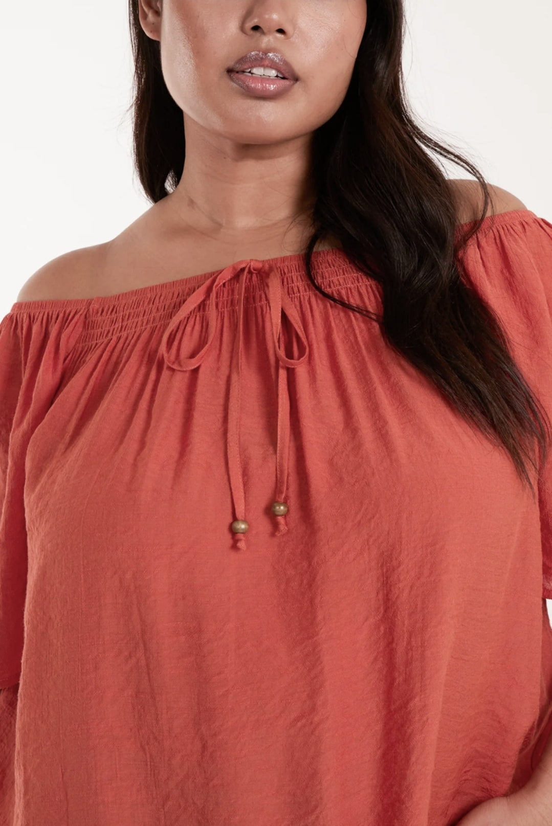 Curve Bardot Orange Swing Top