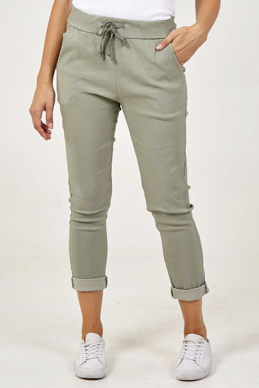 Khaki Magic Cropped Trousers