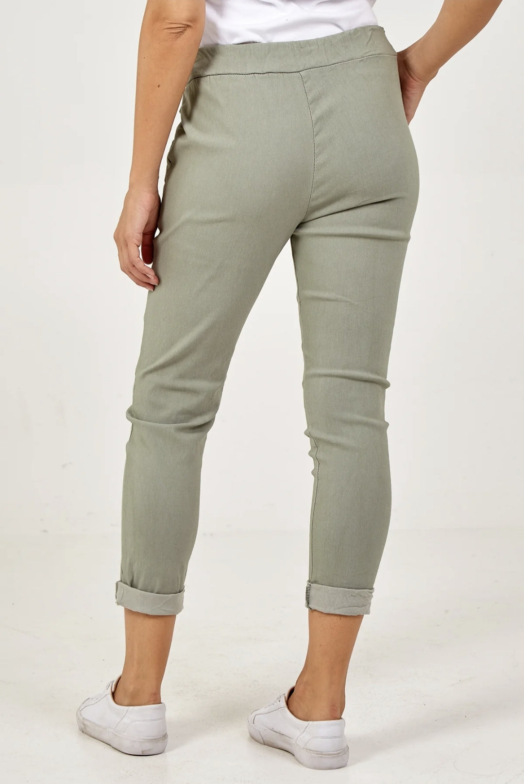 Khaki Magic Cropped Trousers