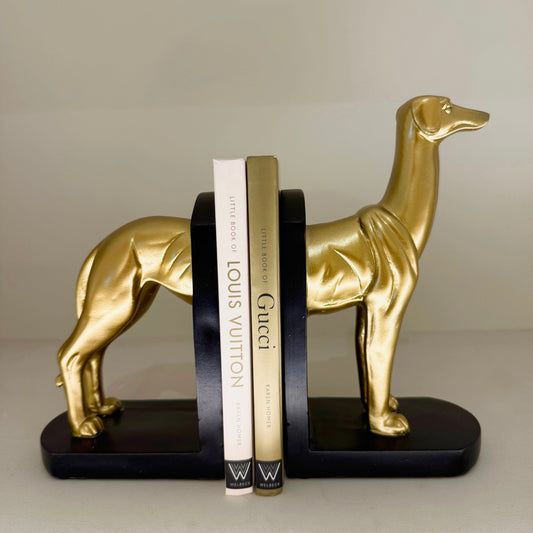 Gold & Black Greyhound Decorative Bookends