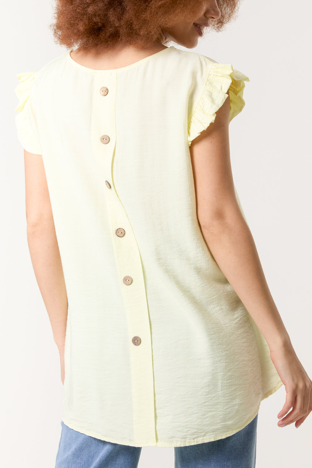 Lemon Linen Look Button Top