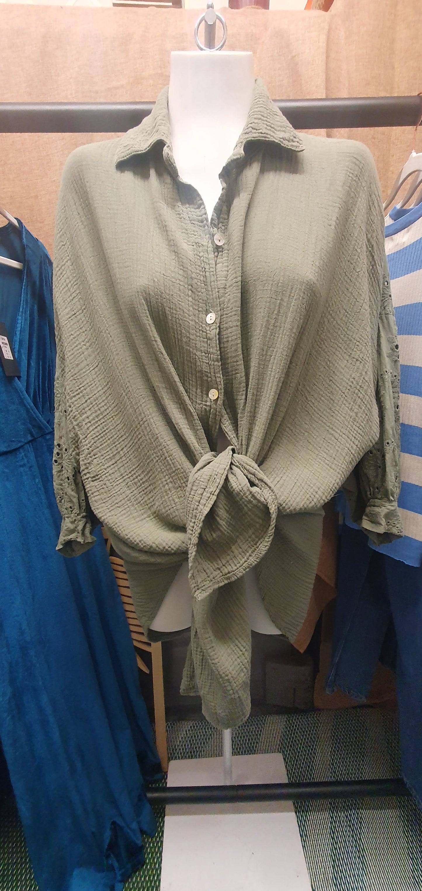 Cheesecloth shirt khaki