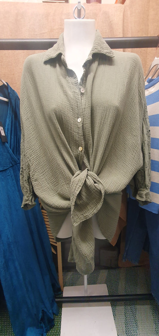 Cheesecloth shirt khaki