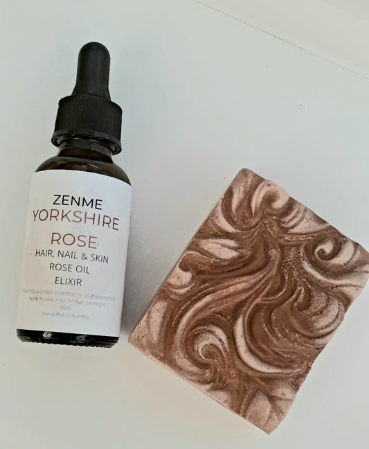 Dropper Rose Oil Elixir with French Pink Clay Rose Soap