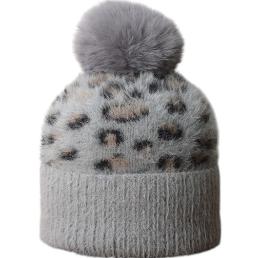 Leopard Print Grey Hat