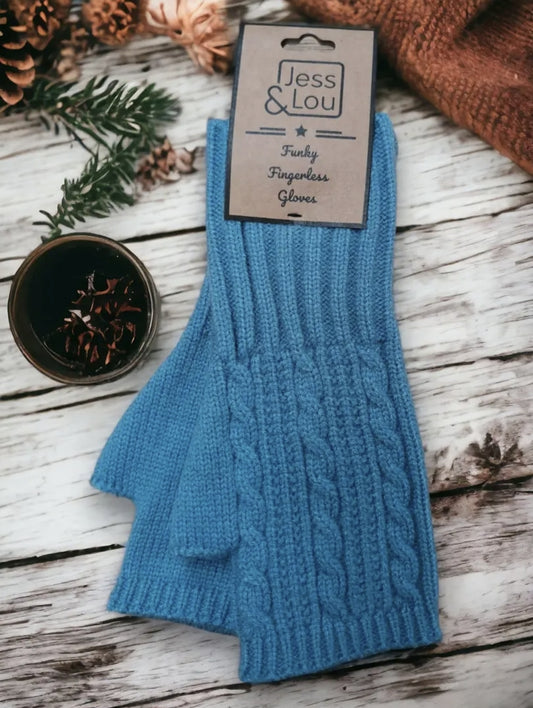 Cornflour Blue Fingerless Gloves