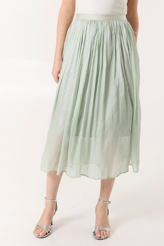 Sage Embellished Midi Skirt