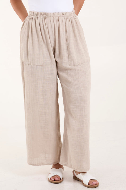 Pure Cotton Trousers ~ Stone