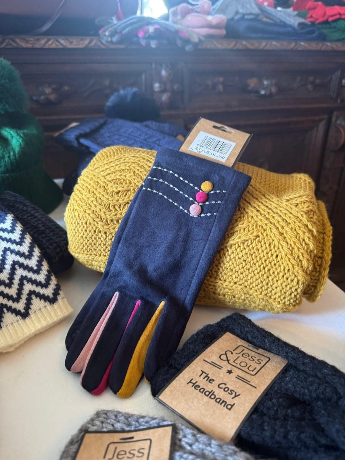 Velvet Navy Gloves