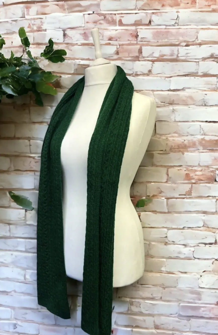 Emerald Green Cable Knit Scarf