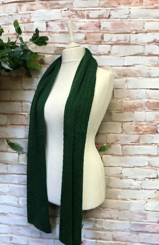 Emerald Green Cable Knit Scarf