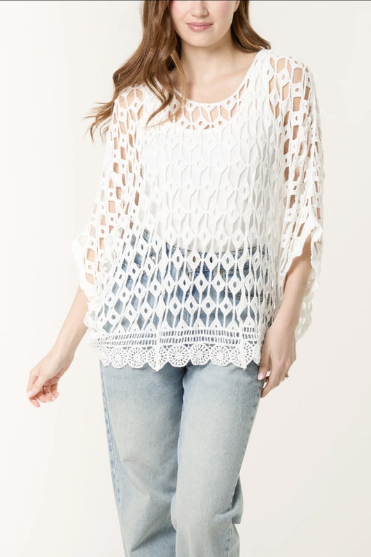 Diamond Crochet Cream Cotton Top