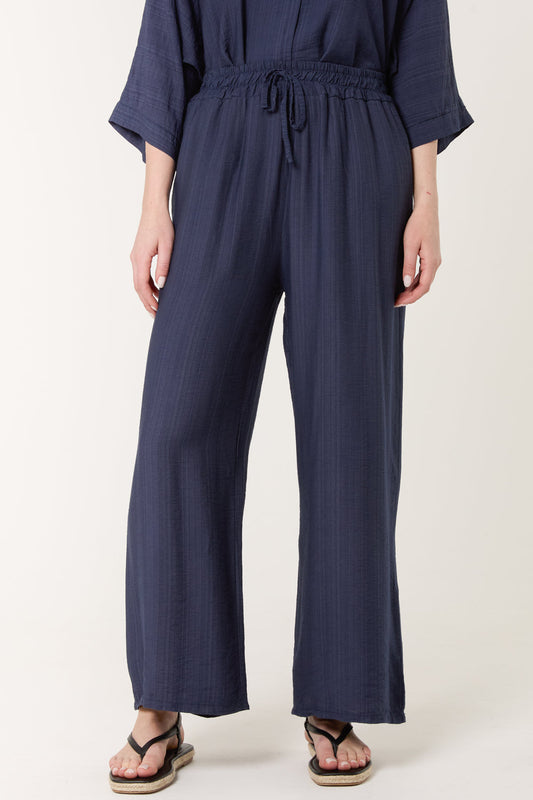 Navy Wide Leg Trousers