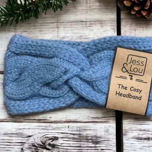 Cornflour Blue Cable Knit Headband