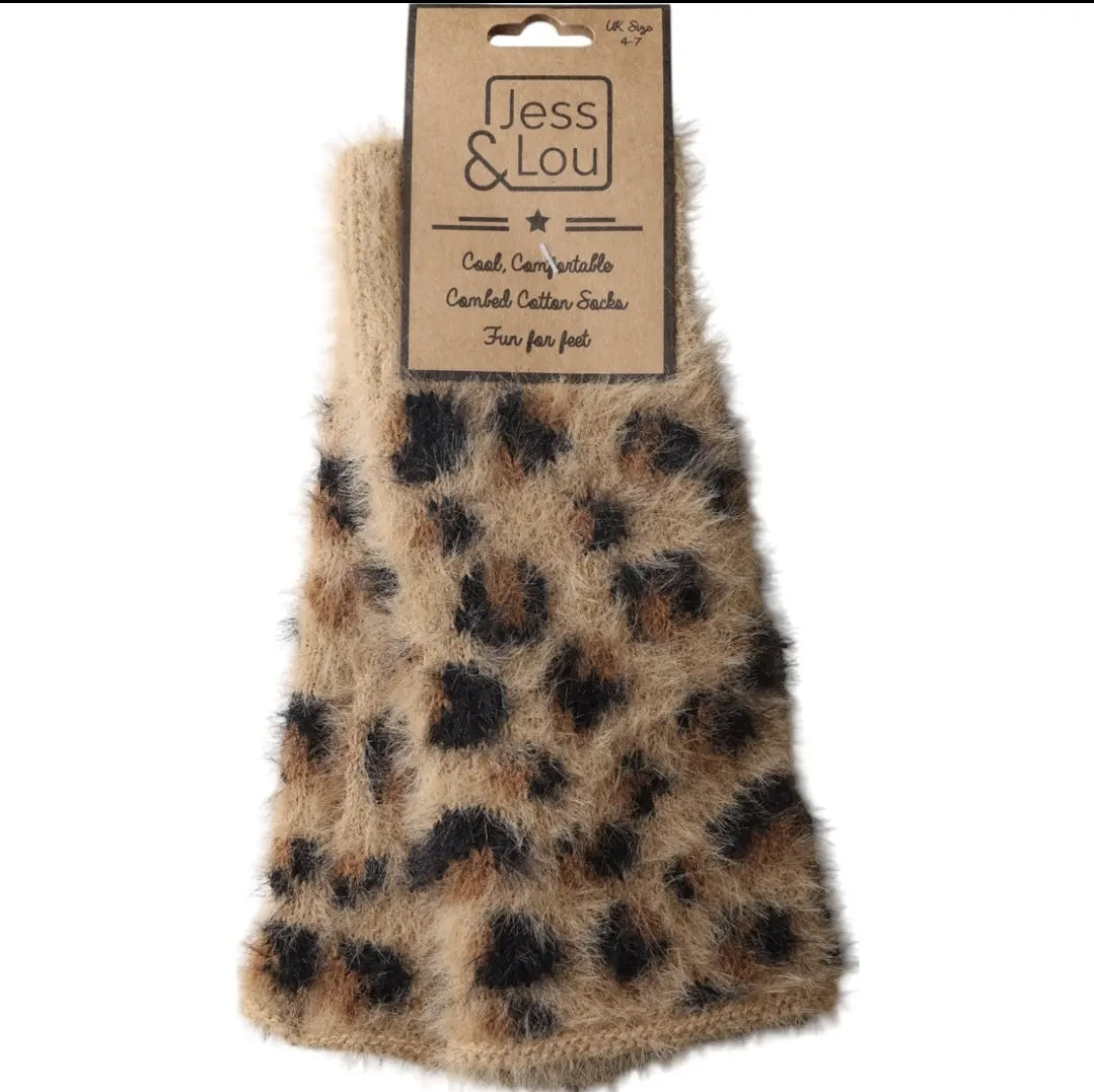 Tan Leopard Fingerless Gloves
