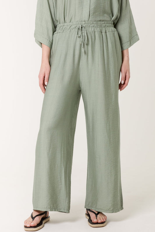 Wide Leg Khaki Pocket Trousers