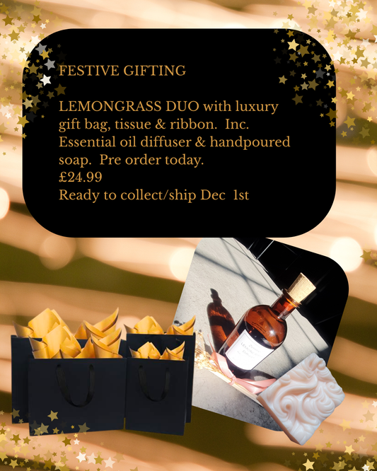 Lemongrass Festive Set includes gift bag, tissue & ribbon