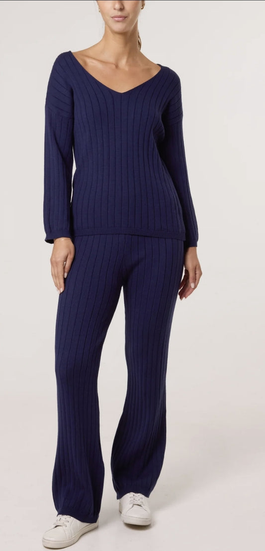 Knitted Coord Set in Navy