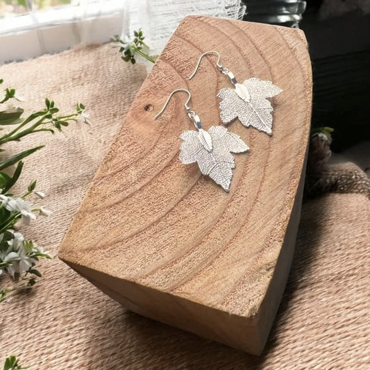 Oak Leaf Silver Earrings