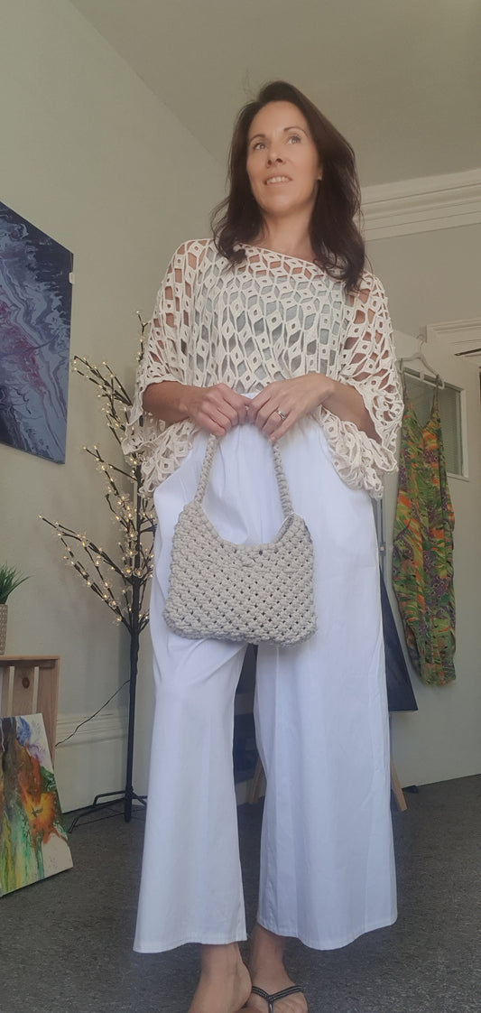 Stone Crochet Diamond Top