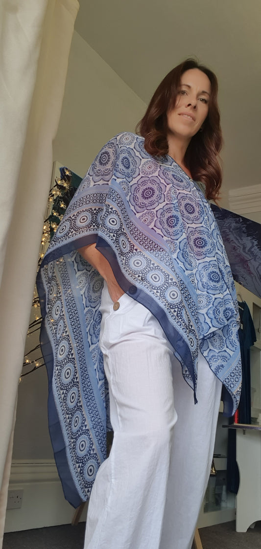 Oceana Blue Kaftan Top