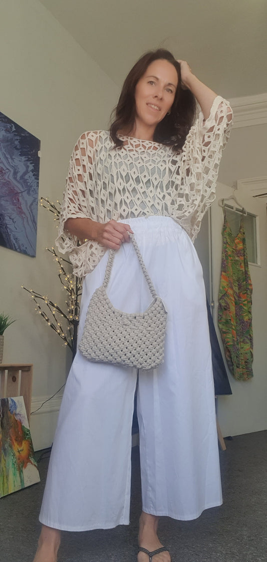 Cotton Poplin White Cropped Trousers