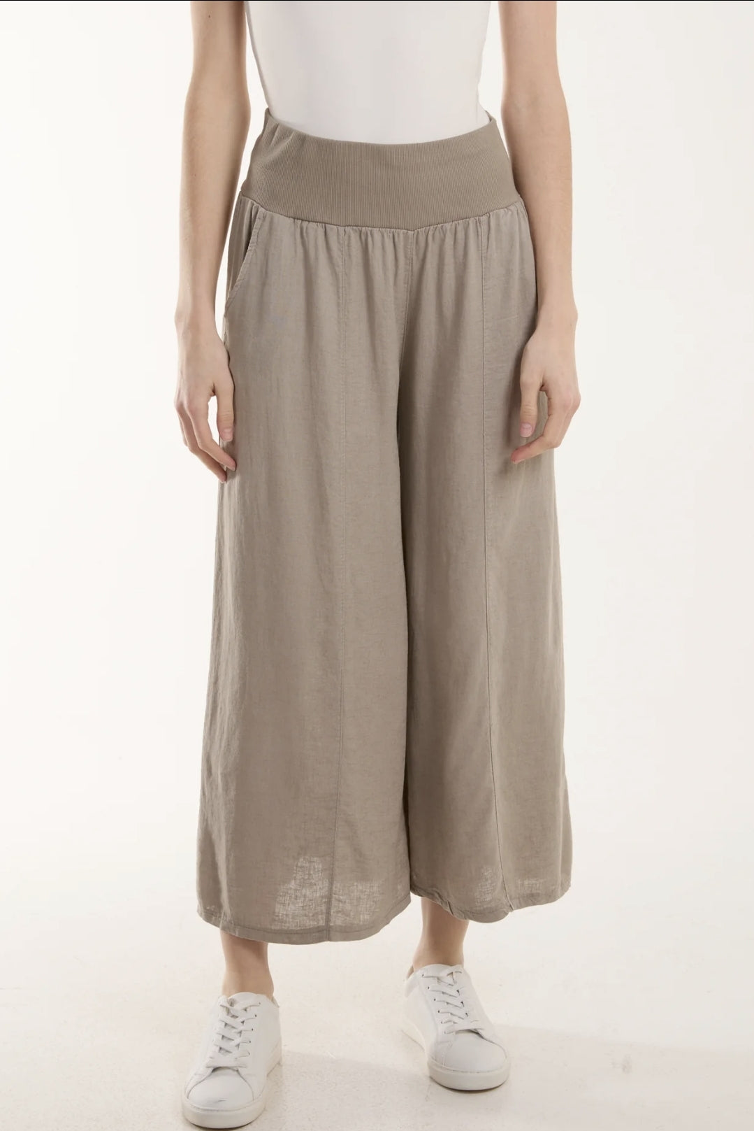 Mocha Cropped Palazzo Trousers