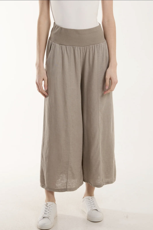 Mocha Cropped Palazzo Trousers