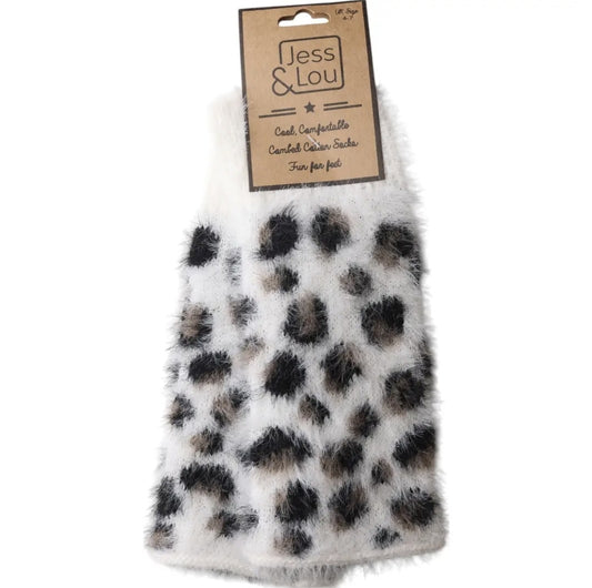 Cream Leopard Fingerless Gloves