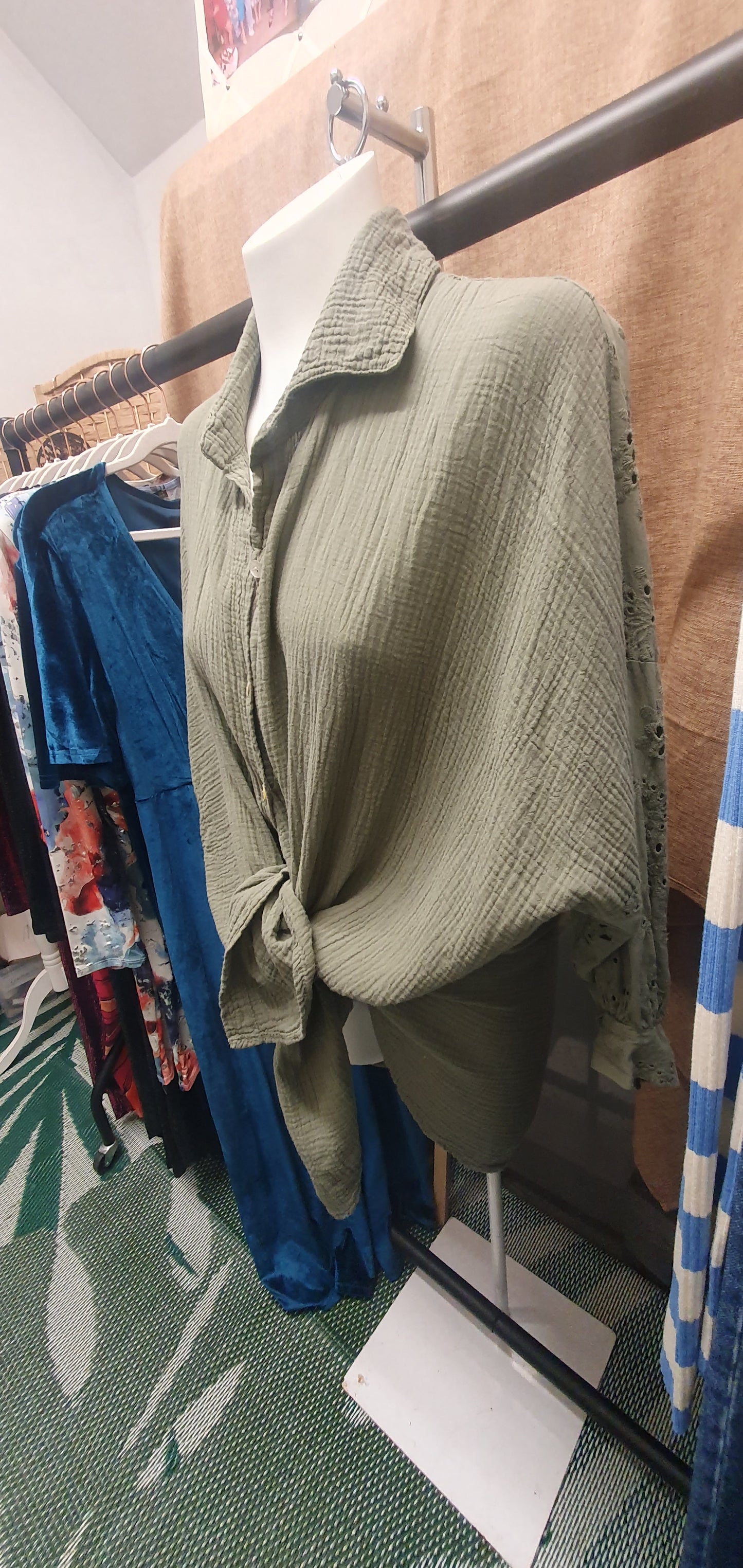 Cheesecloth shirt khaki