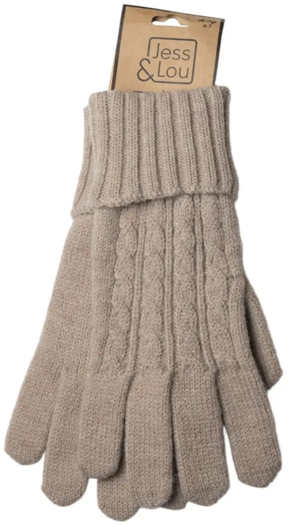 Oatmeal Cable Knit Gloves