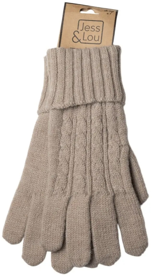 Oatmeal Cable Knit Gloves